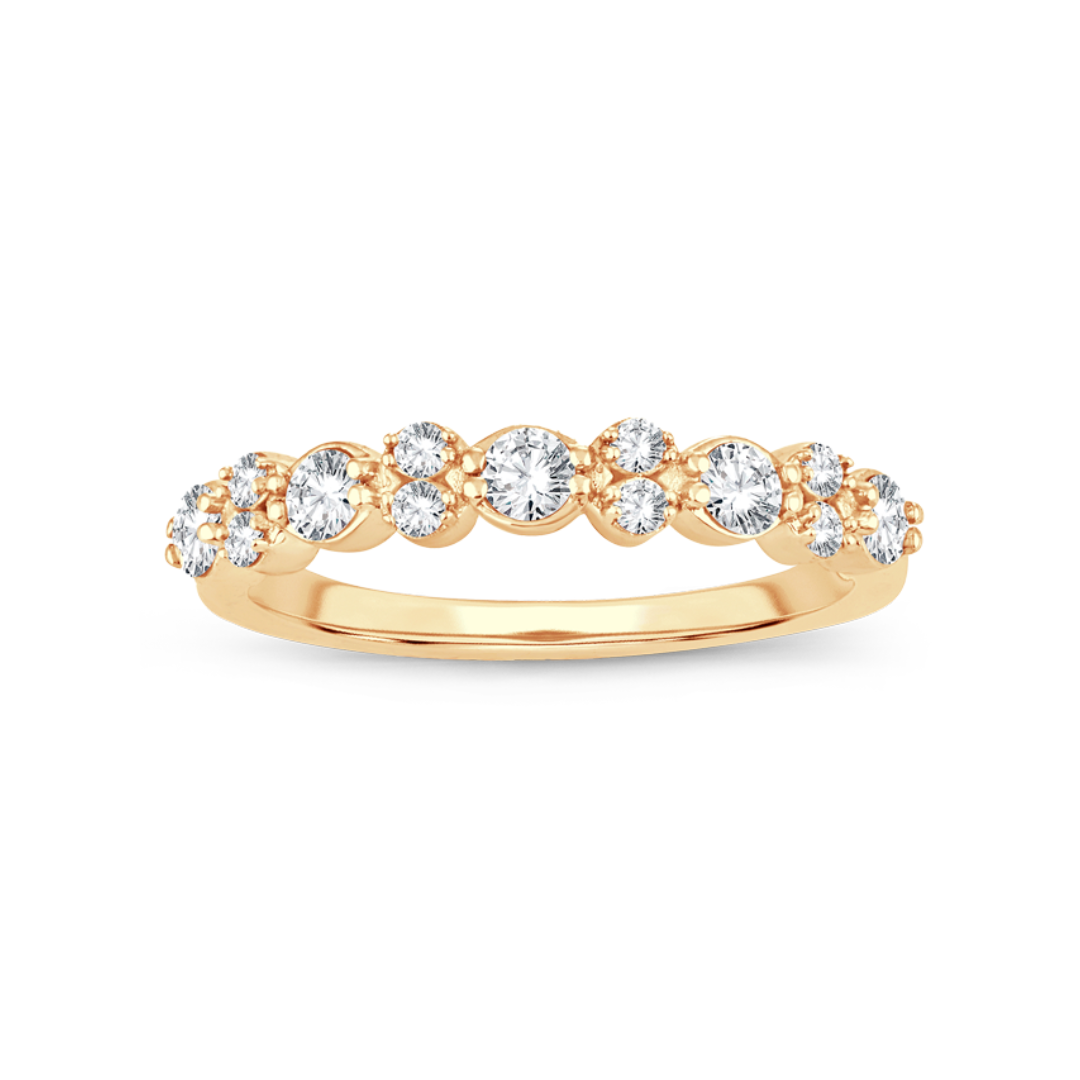 14K Yellow Gold 1/2CT. Round Alternating Diamond Band