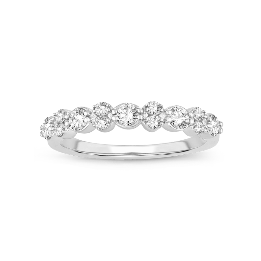 14K White Gold 1/2CT. Round Alternating Diamond Band