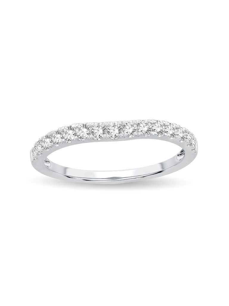 10K White Gold 3/8CT. Lab-Grown Diamond Contoured Wedding Band