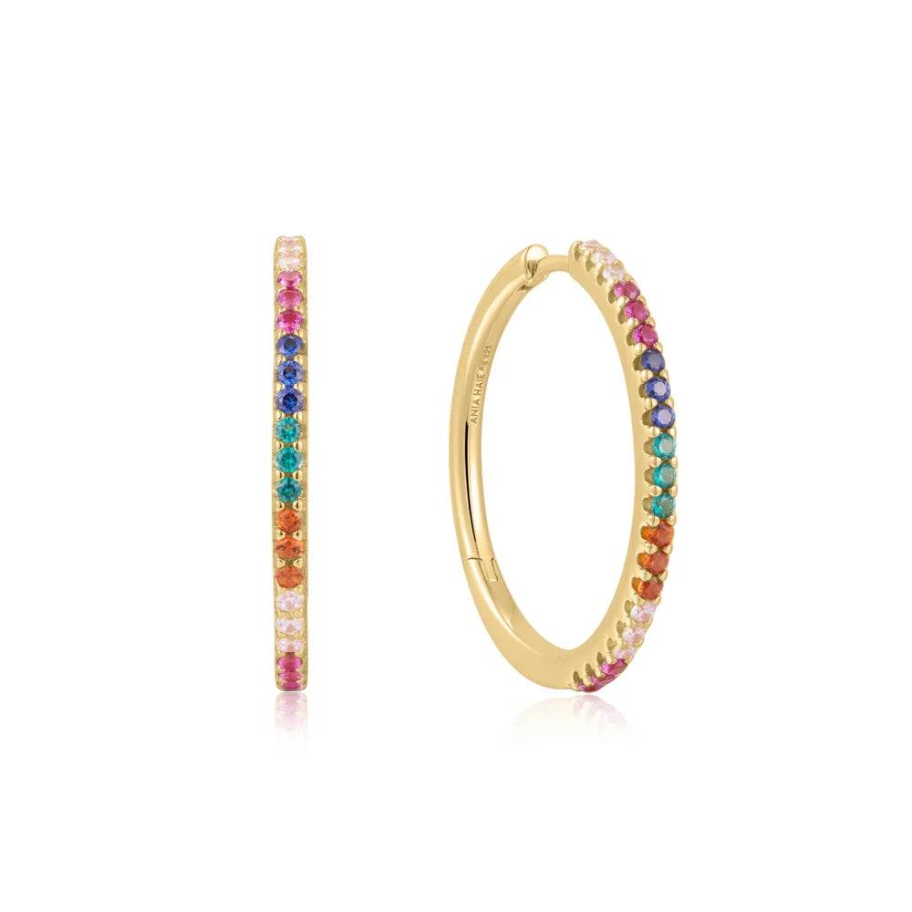 Ania Haie Gold-Plated Pavé Rainbow Hoop Earrings