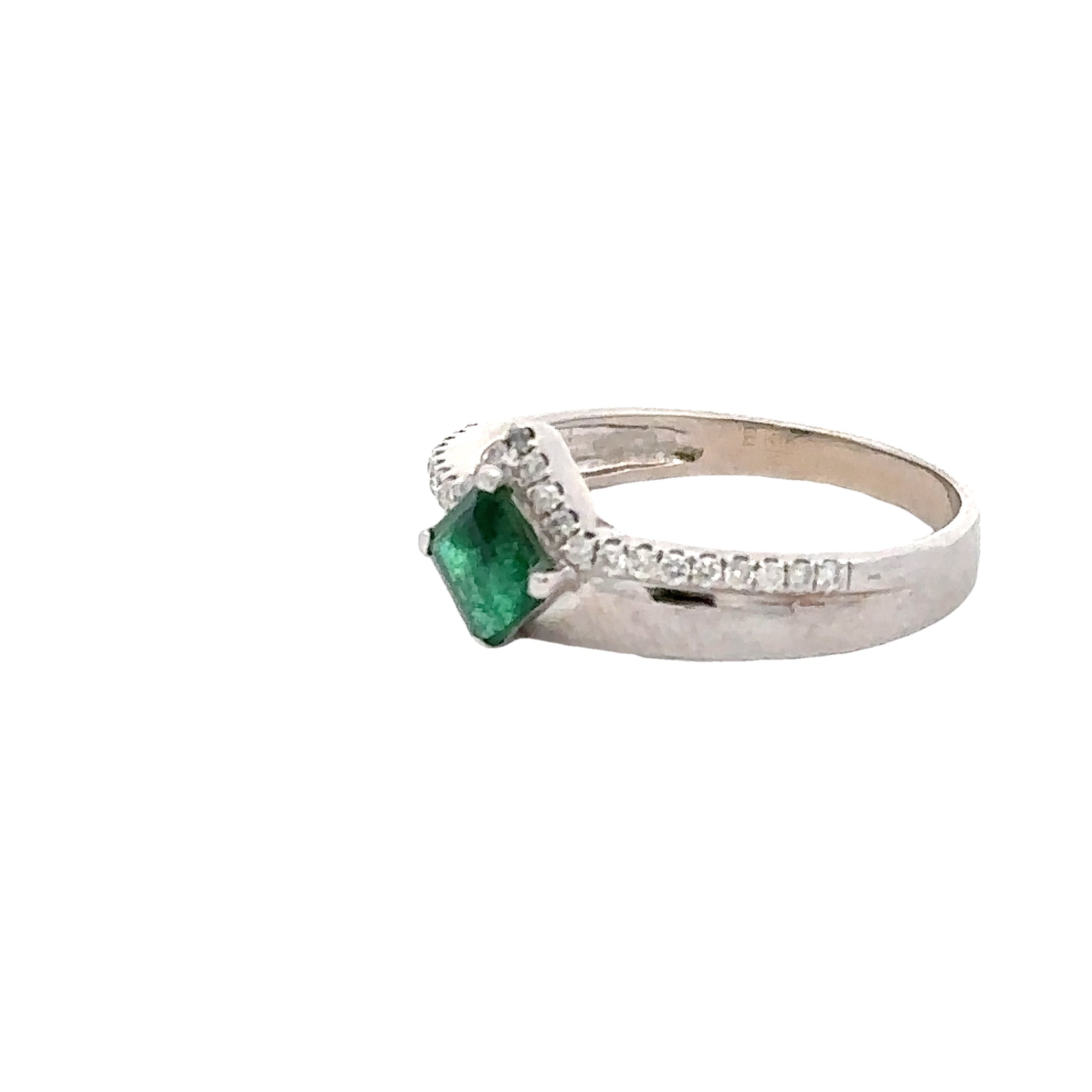 Estate Collection: 14K White Gold Emerald & Diamond Ring