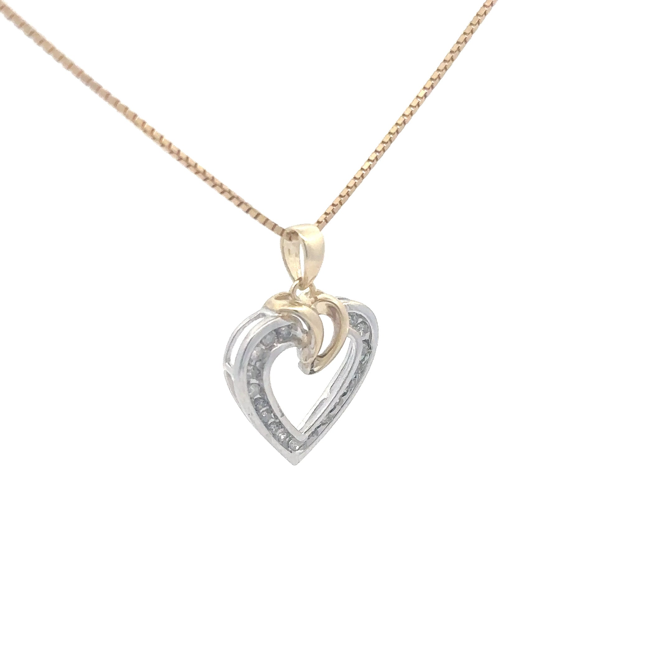 Estate Collection: 10K White & Yellow Gold Two-Toned Diamond Heart Pendant without Chain