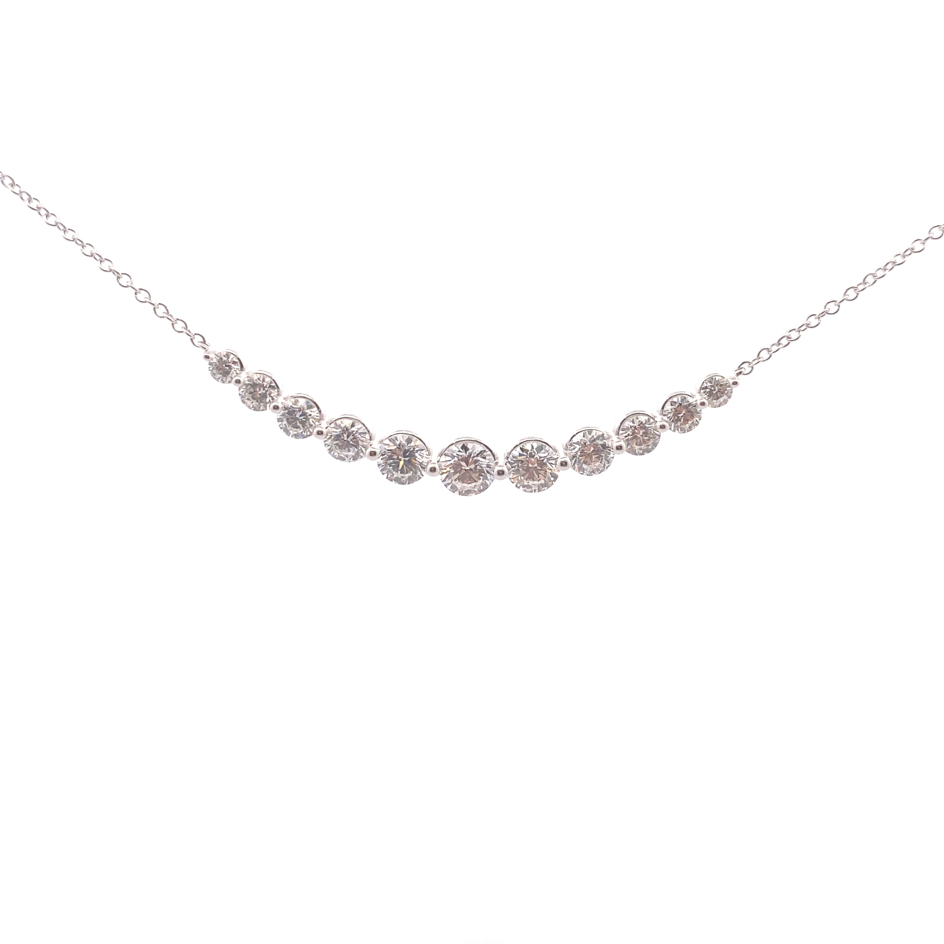 14K White Gold 2CT. Graduated Lab-Grown Diamond Necklace Center