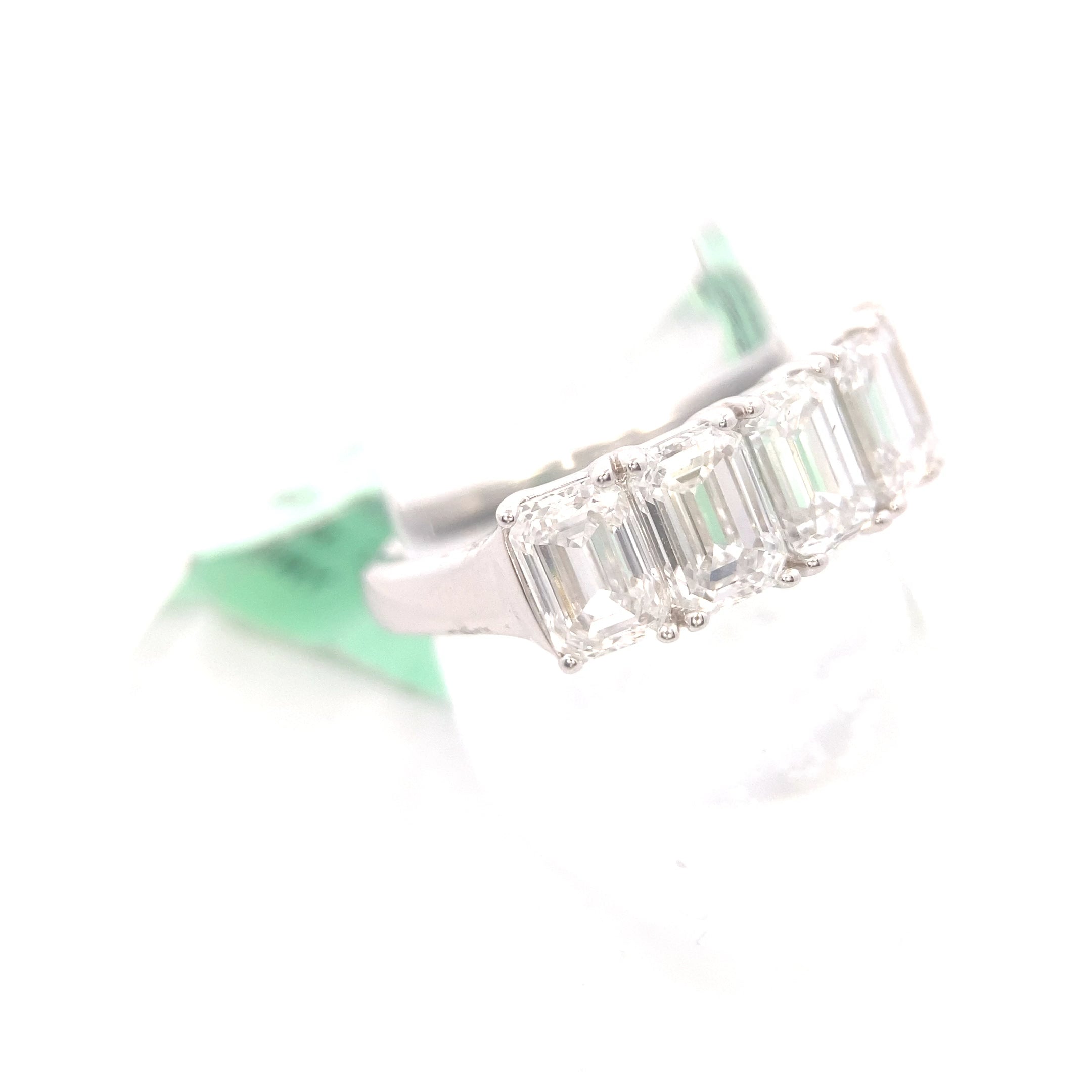 14K White Gold 3-1/2CT. Emerald-Cut Lab-Grown Diamond 5-Stone Anniversary Band