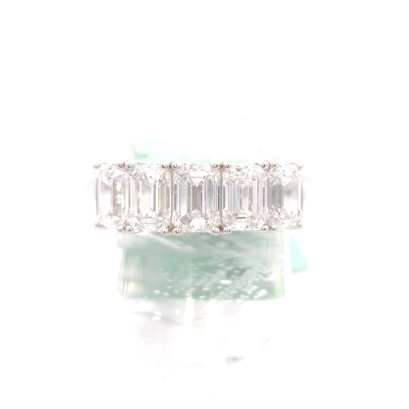 14K White Gold 3-1/2CT. Emerald-Cut Lab-Grown Diamond 5-Stone Anniversary Band