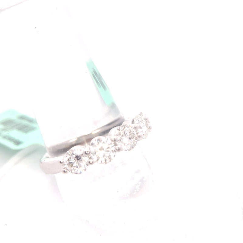 14K White Gold 2CT. Round Brilliant-Cut Lab-Grown Diamond 5-Stone Anniversary Ring