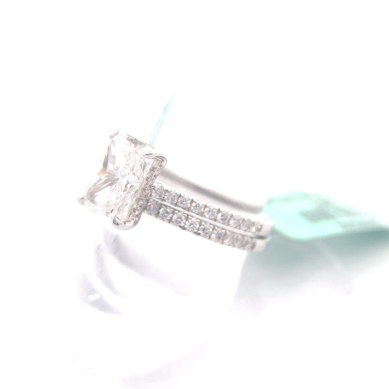14K White Gold "SANSA" 2-1/2CT. CERTIFIED Lab-Grown Radiant-Cut Diamond Wedding Set