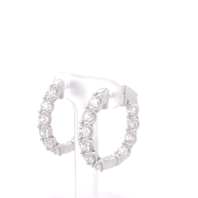 14K White Gold 4CT. Lab-Grown Diamond Inside-Out Hoops