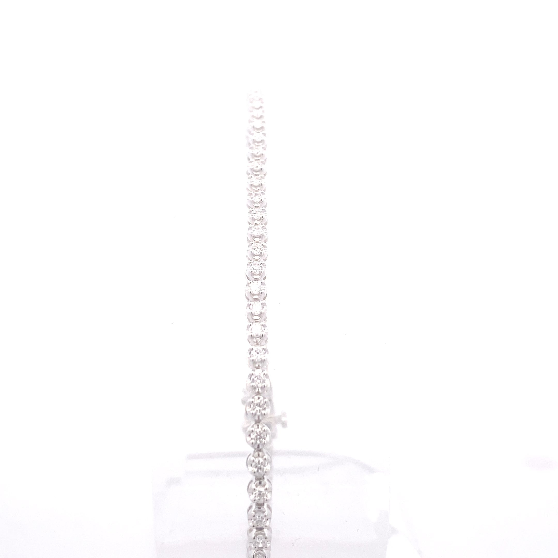 14K White Gold 1CT. Lab-Grown Diamond Tennis Bracelet