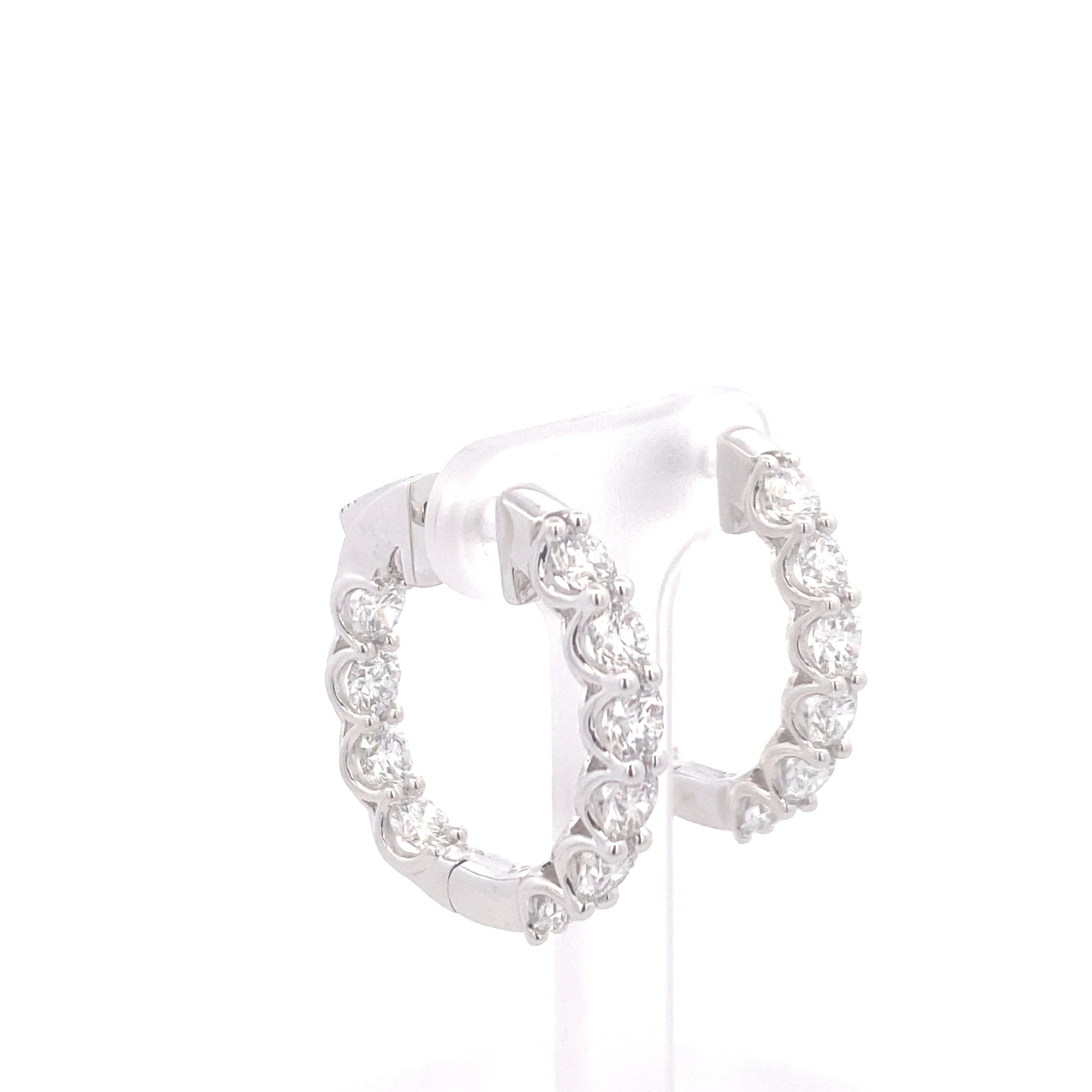 14K White Gold 4CT. Lab-Grown Diamond Inside-Out Hoops