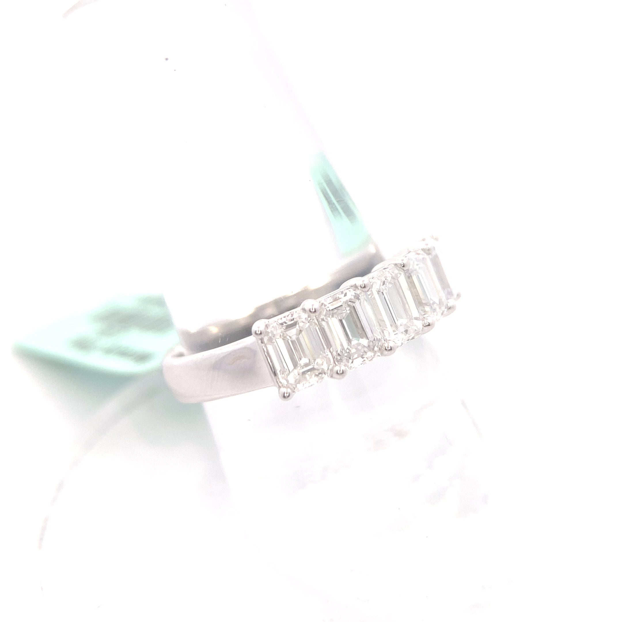 14K White Gold 2CT. Emerald-Cut Lab-Grown Diamond 5-Stone Anniversary Band