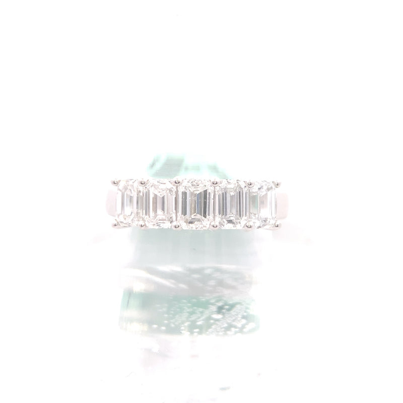 14K White Gold 2CT. Emerald-Cut Lab-Grown Diamond 5-Stone Anniversary Band