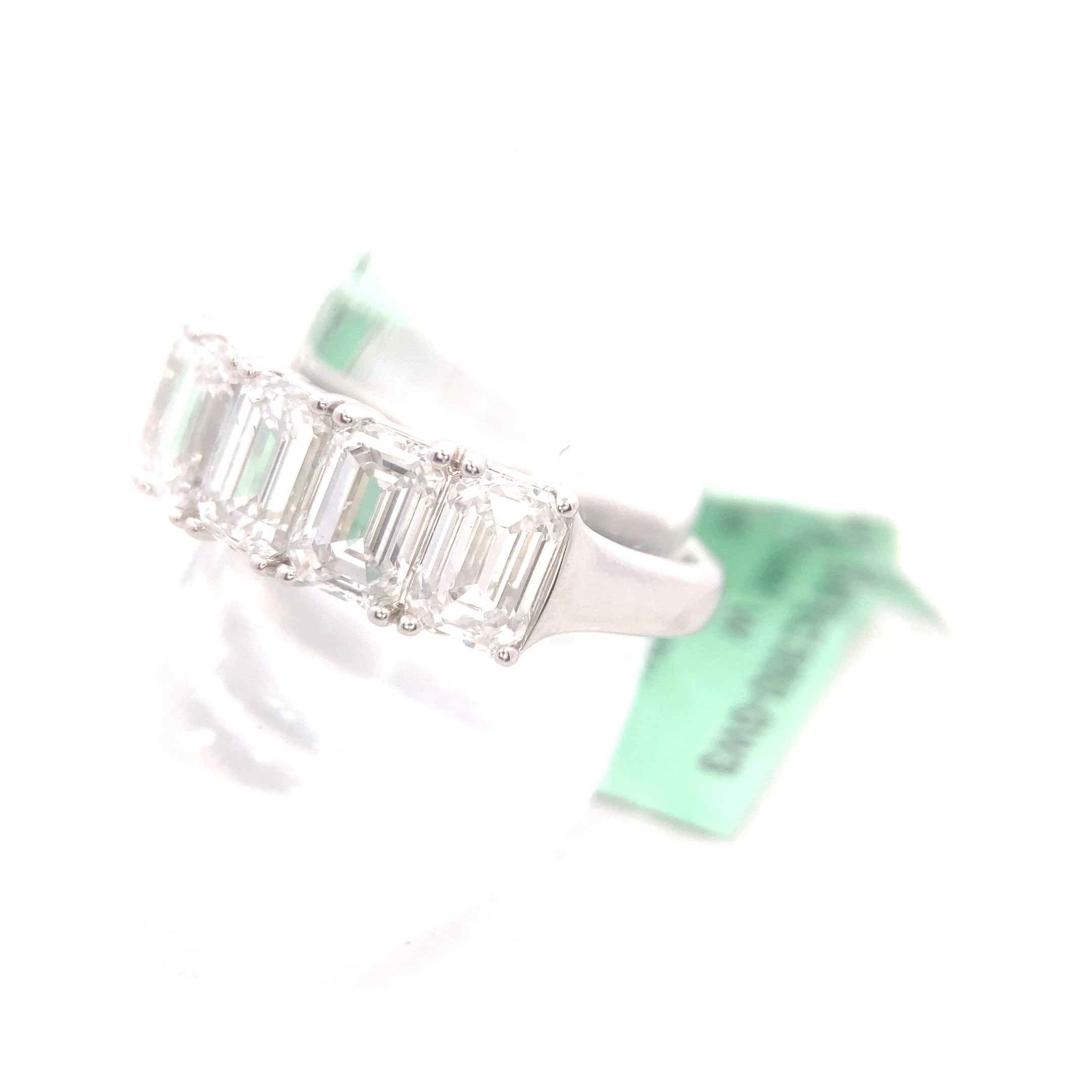 14K White Gold 3-1/2CT. Emerald-Cut Lab-Grown Diamond 5-Stone Anniversary Band