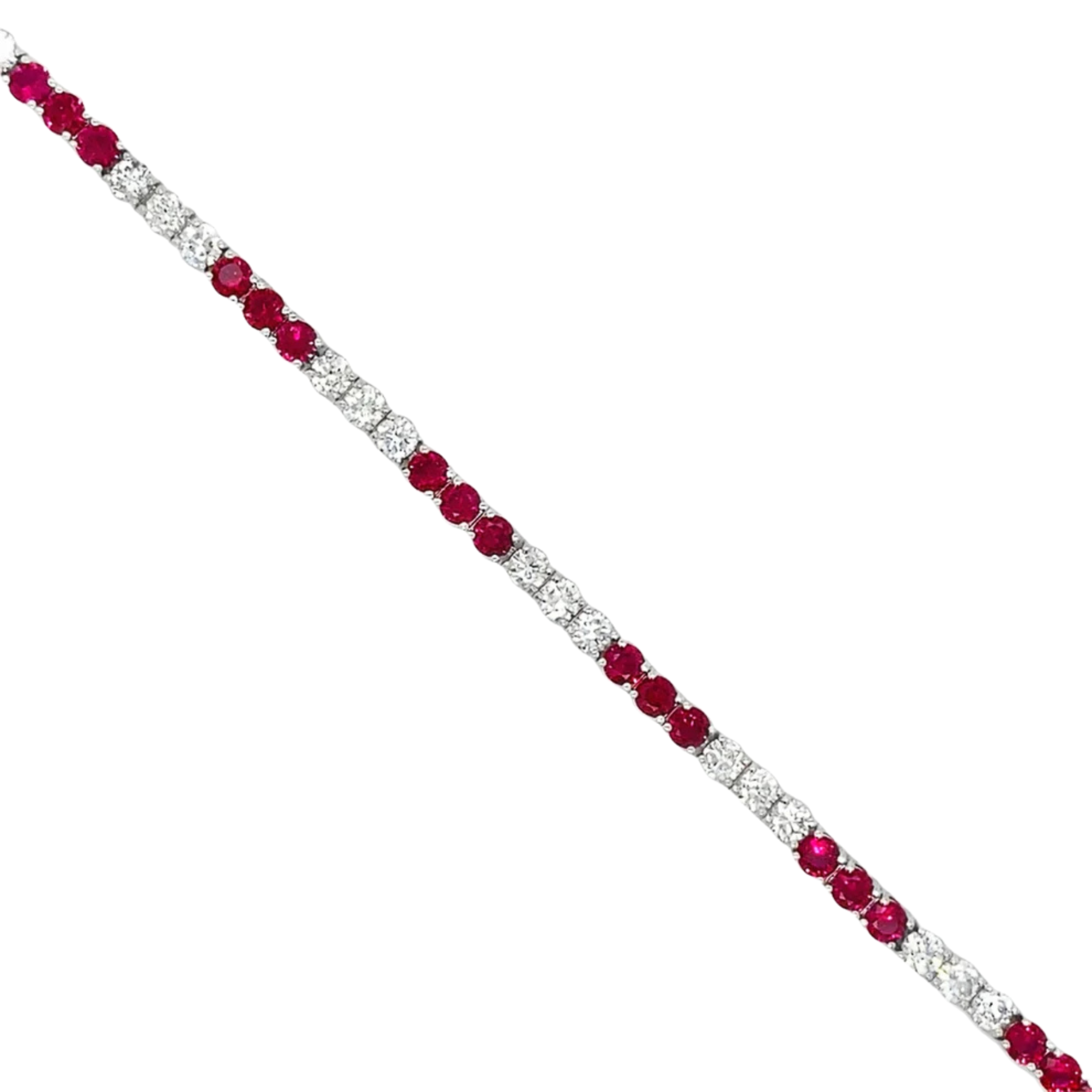 Bracelet with red gemstones and clear stones on a white background