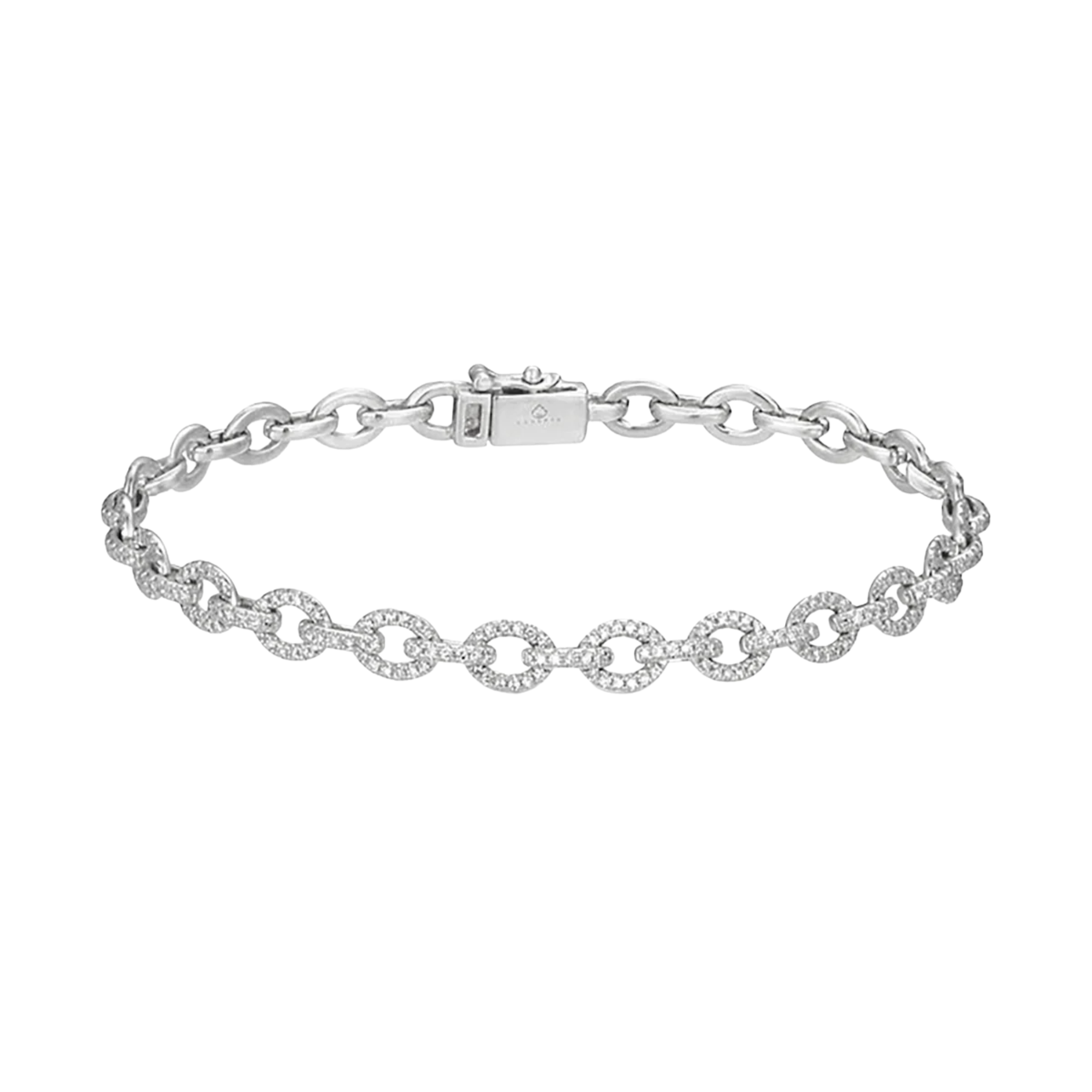 Silver chain bracelet on a white background