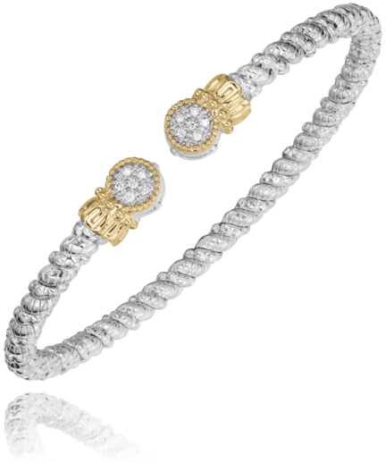 VAHAN 14K Yellow Gold & Sterling Silver 0.09CTW. Diamond 3MM Stackable Bracelet