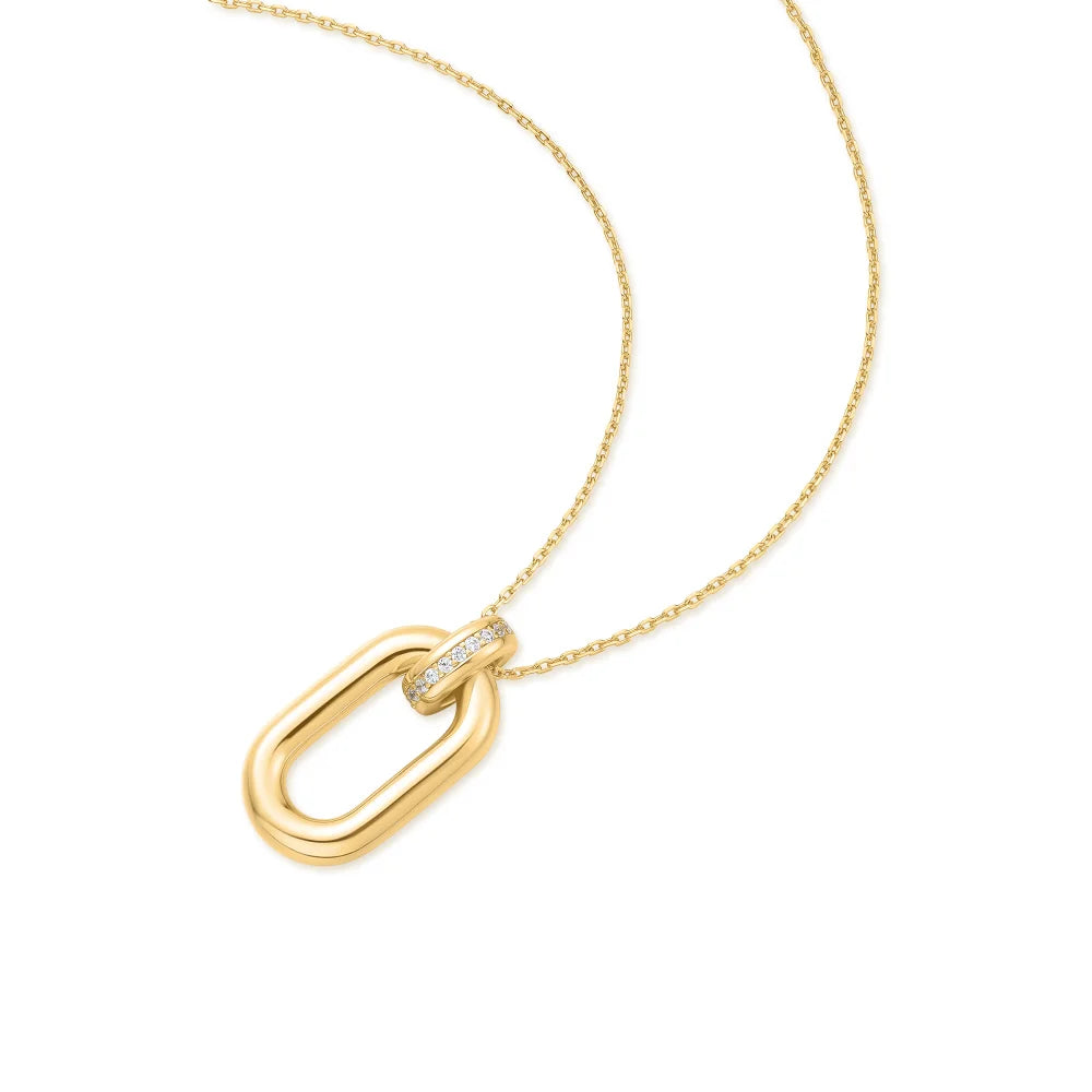 Ania Haie Gold Plated Oval Hoop Pendant Necklace