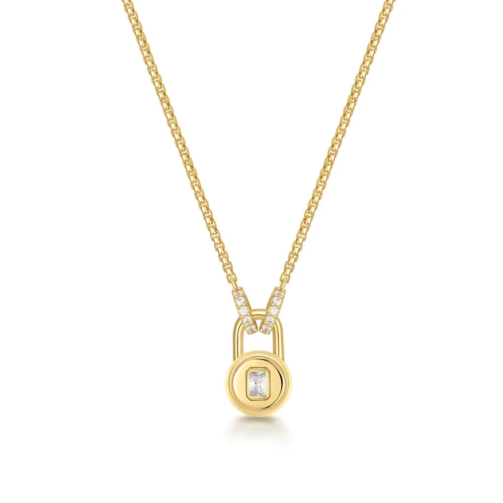 Front View Ania Haie Gold Linked Locket Dangle Necklace