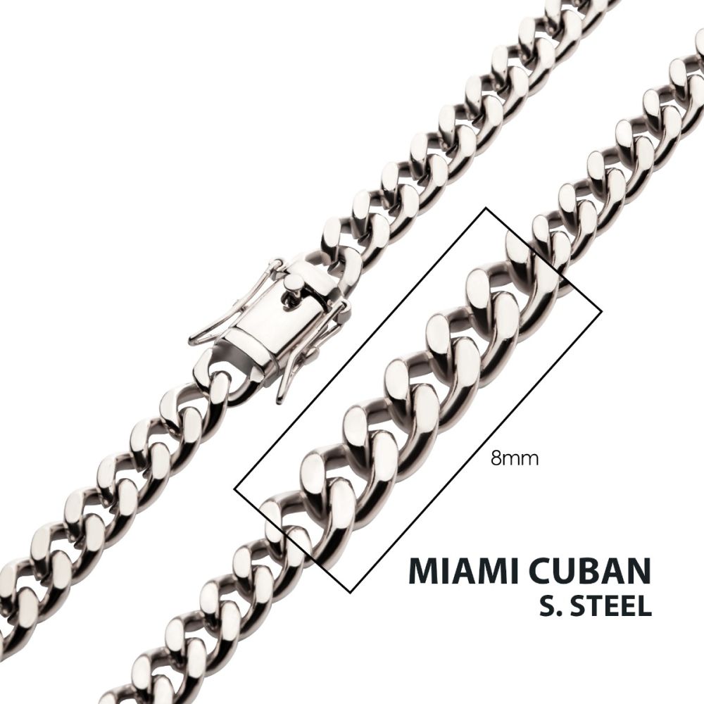 INOX 8mm Steel Miami Cuban Chain Necklace