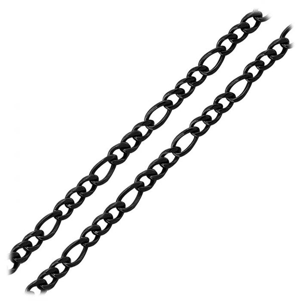 INOX Stainless Steel Black IP 24" Figaro Chain