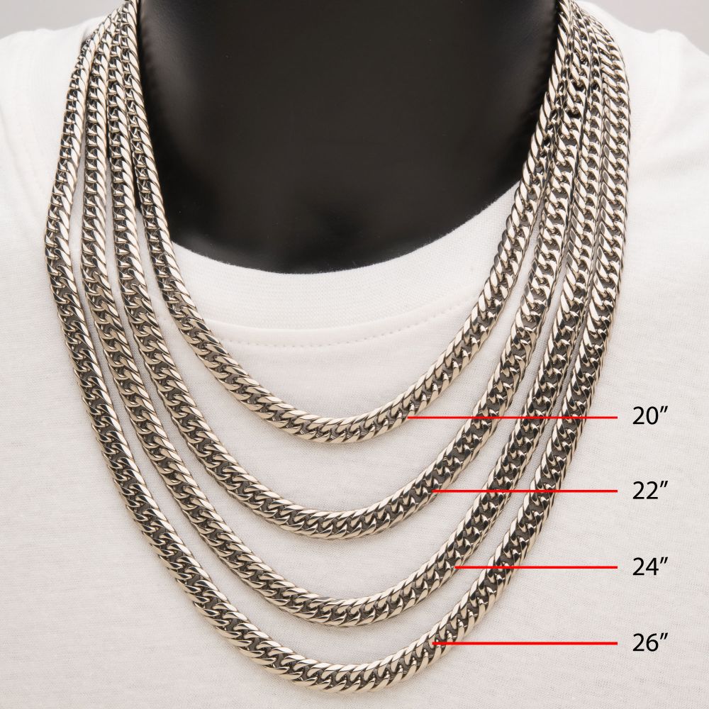 INOX 8mm Steel Dome Curb Chain Necklace