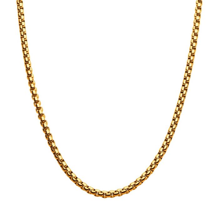 INOX Stainless Steel 18K Gold Plated 22" Bold Box Chain