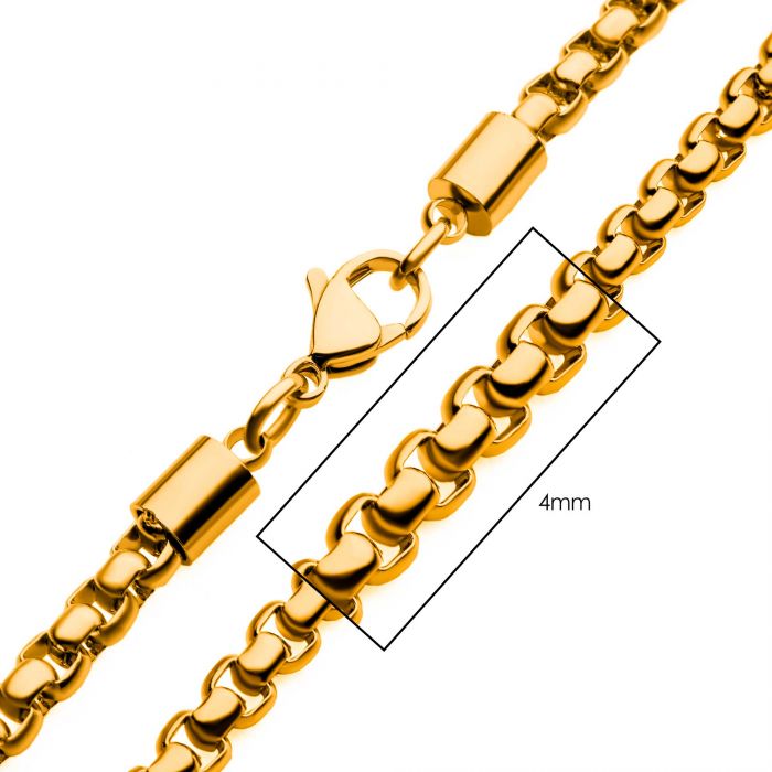INOX Stainless Steel 18K Gold Plated 22" Bold Box Chain