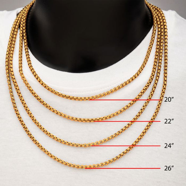 INOX Stainless Steel 18K Gold Plated 20" Bold Box Chain