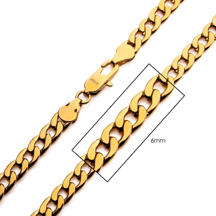 INOX Stainless Steel Gold Plated Curb Link Chain