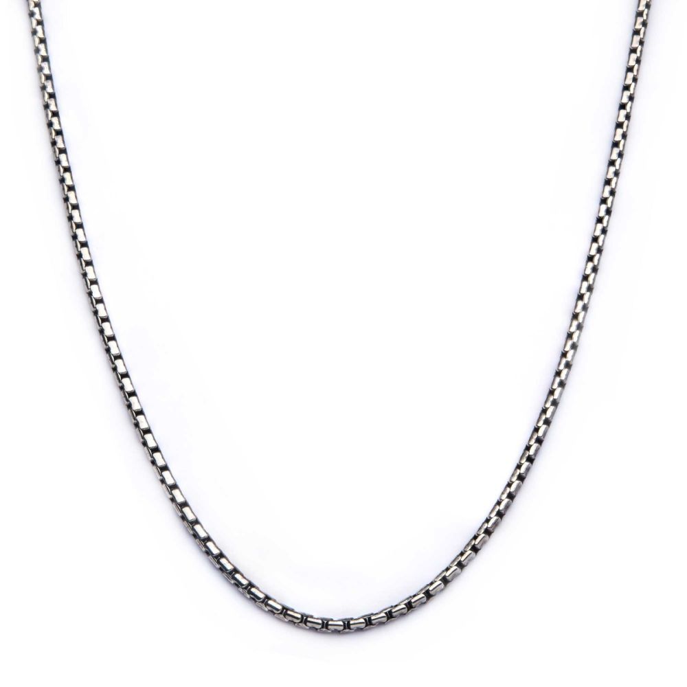 Inox  3mm Oxidized Steel Boston Link Chain Necklace