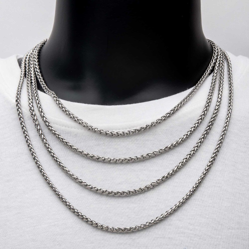 Inox 3mm Oxidized Steel Boston Link Chain Necklace-24 inch