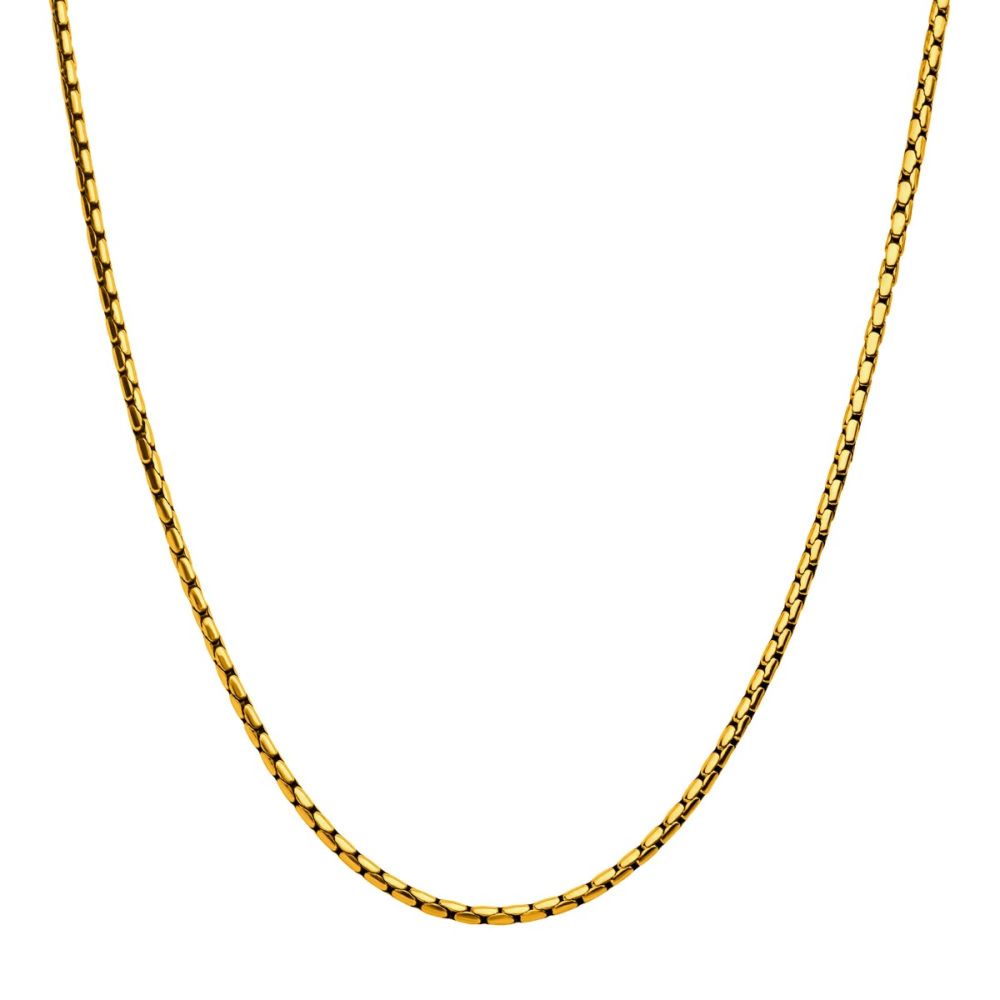 Inox 3mm Steel Boston Link Chain Necklace Gold Plated