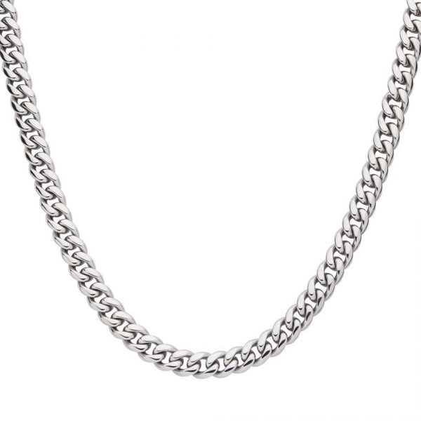 INOX Stainless Steel 22" Miami Cuban Chain with CZ Clasp