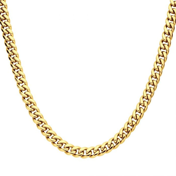INOX Stainless Steel 8mm 18K Gold Plated  22" Miami Cuban Chain