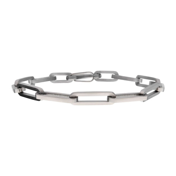 Matte Finish Steel Paperclip Link Chain Bracelet- Matte Finish-8.5 inches