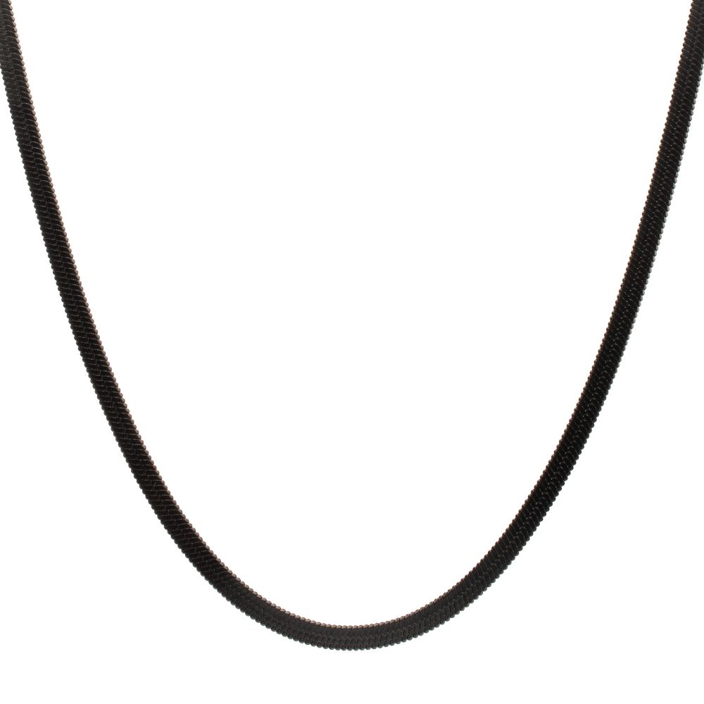 INOX Matte Black IP-Plated Stainless Steel 6MM Herringbone Chain 22" Necklace
