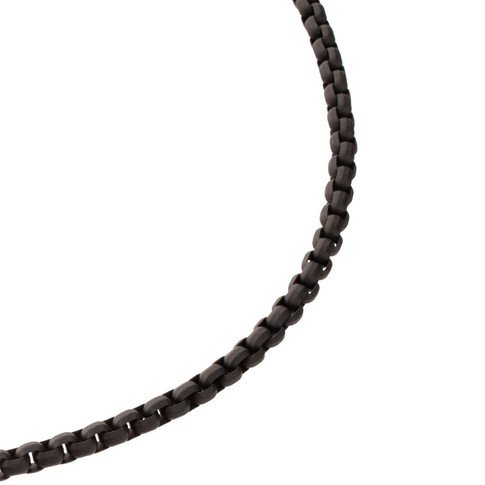 Side View INOX 4mm Matte Finish Black IP Stainless Steel Bold Box Chain Necklace