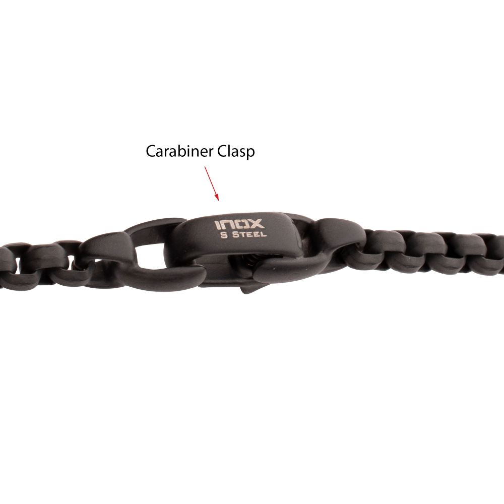 Clasp View INOX 4mm Matte Finish Black IP Stainless Steel Bold Box Chain Necklace