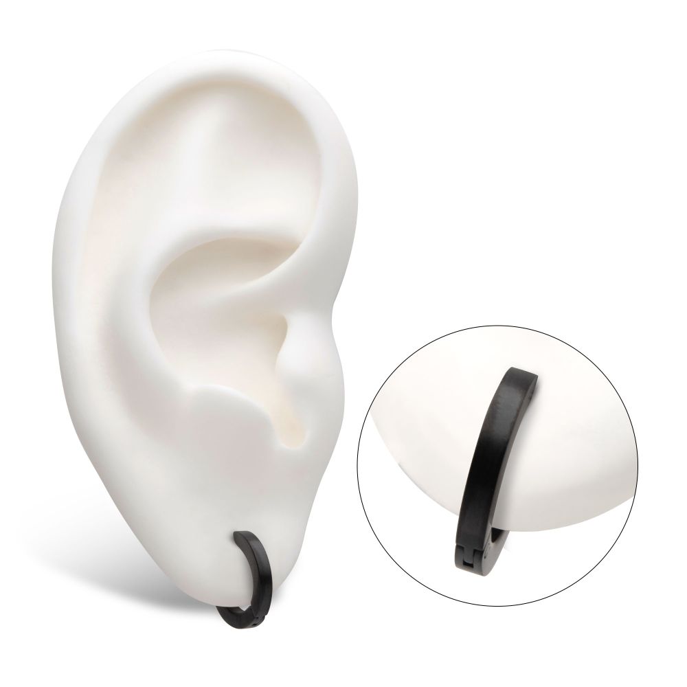 INOX Black IP Plain Huggies Earrings