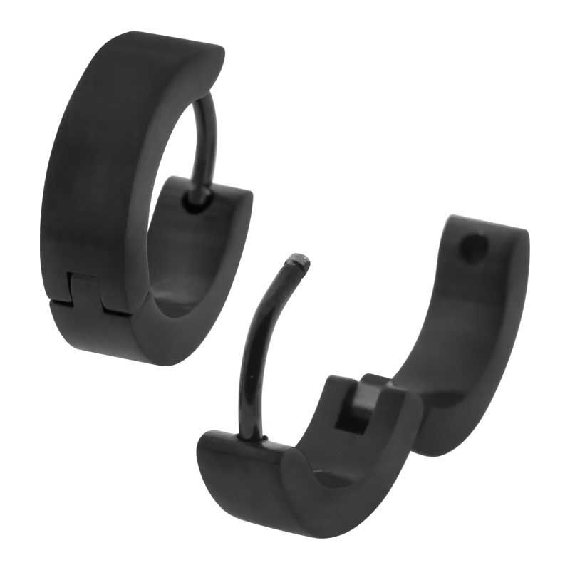 INOX Black IP 4mm Huggies Earrings