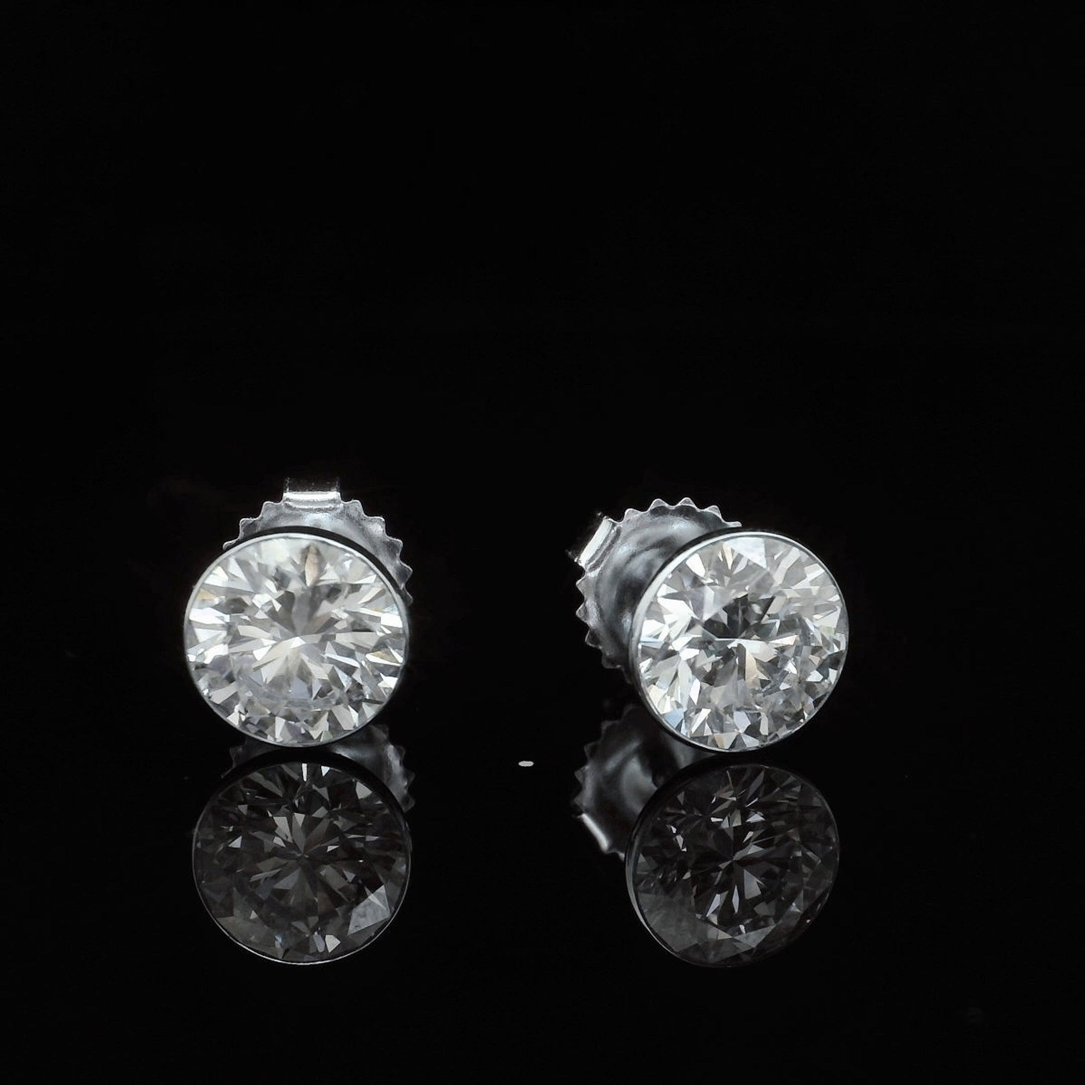 bezel set stud earrings