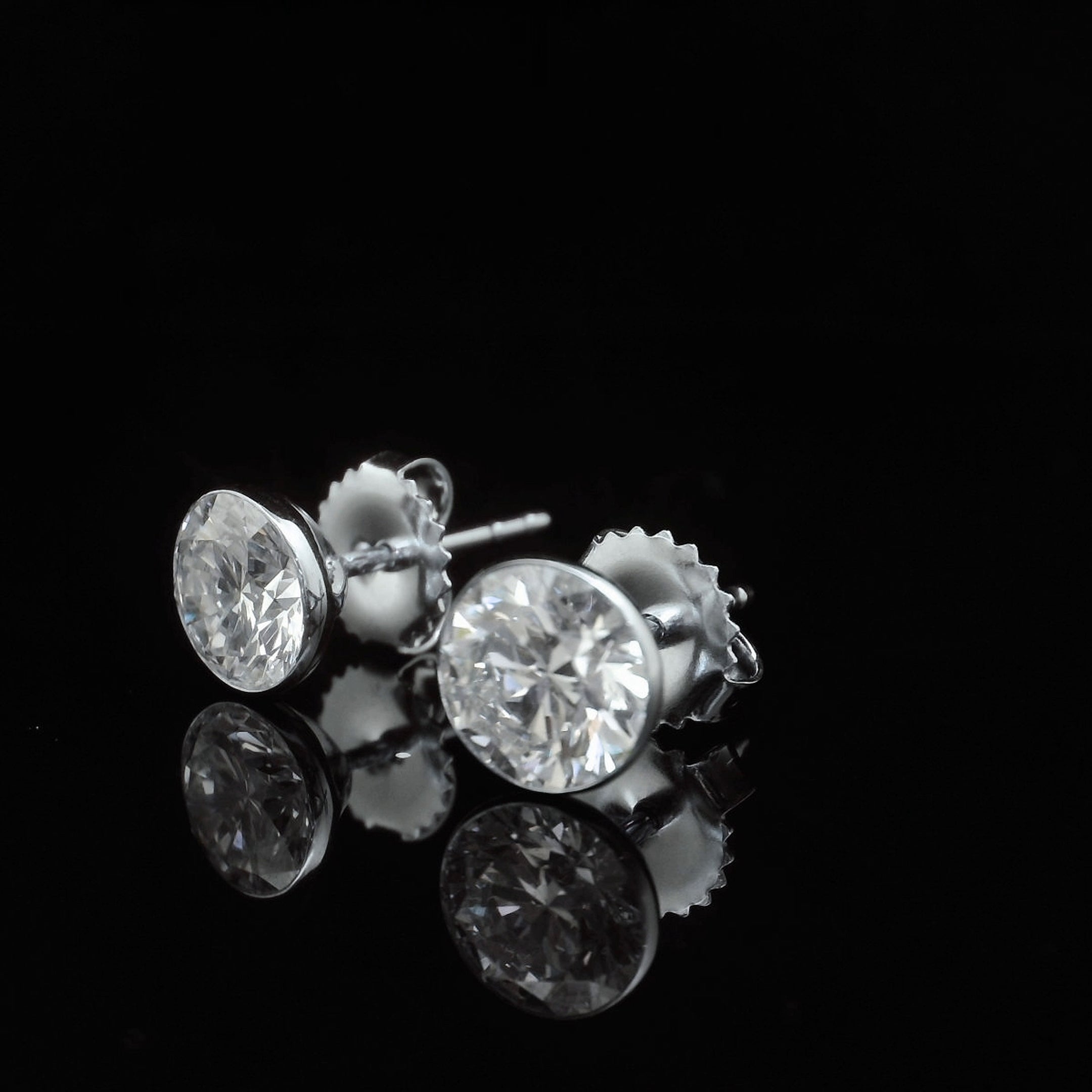 14K White Gold 2.5CTW. Bezel-Set Lab-Grown Diamond Martini Stud Earrings