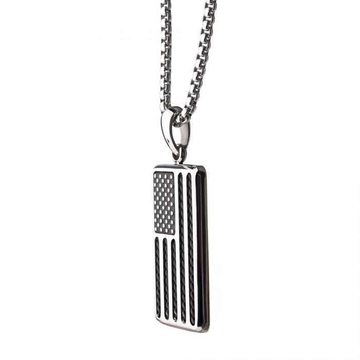 INOX Stainless Steel American Flag Pendant-24 inch