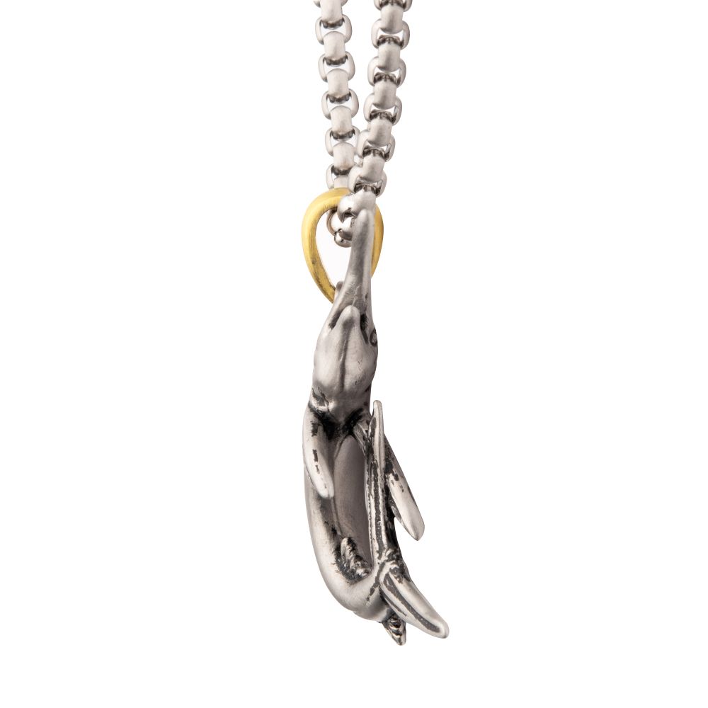 INOX Antiqued Matte Finish Steel Marlin Pendant