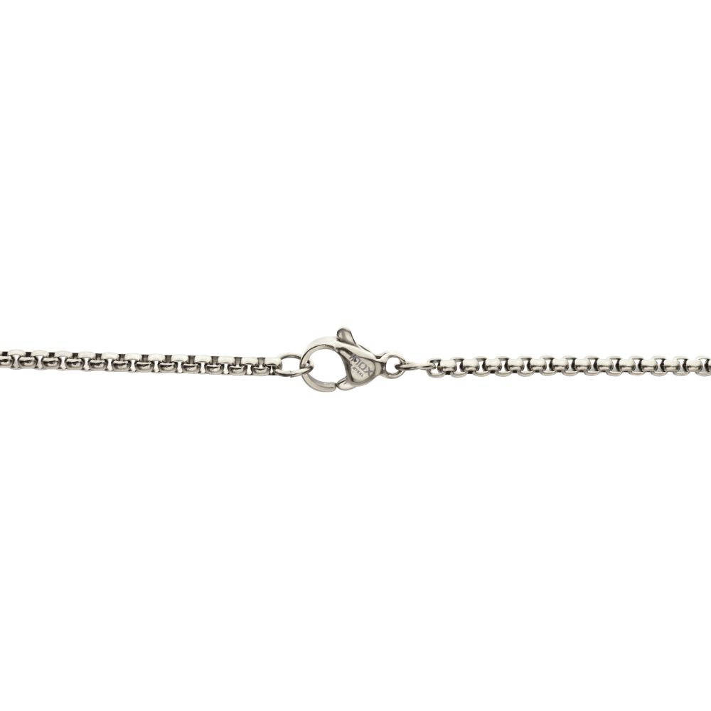 INOX Stainless Steel 3.33CTW. Lab-Created White Sapphire Cross Pendant 2.5MM 22" Necklace