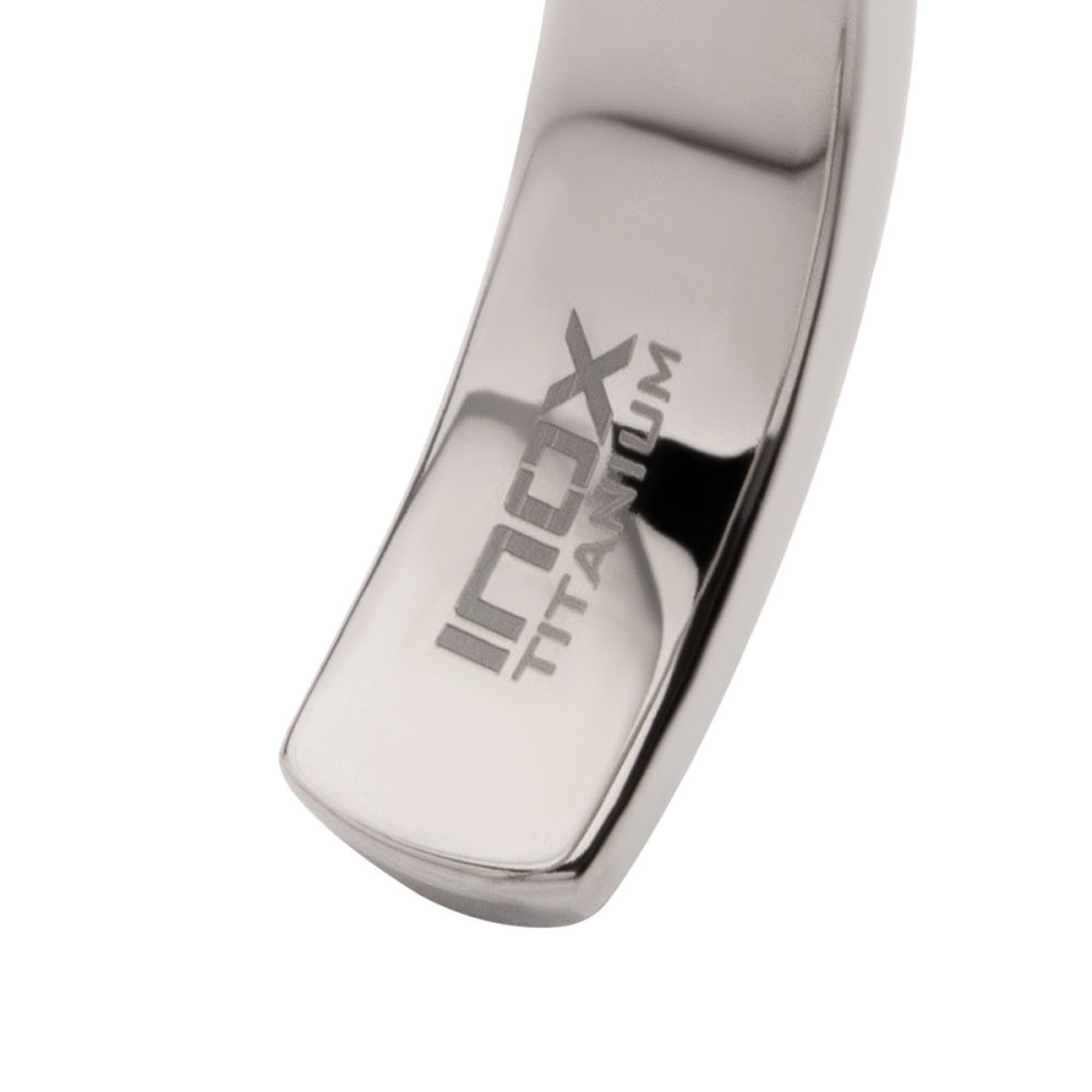 Emblem View INOX Titanium & Whiskey Barrel Wood Inlay with Embedded Guitar String Cuff Bracelet