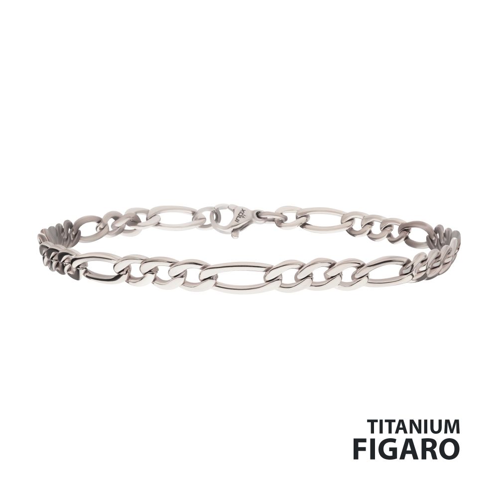 INOX Titanium 4.7MM Figaro Link 6.5" Bracelet
