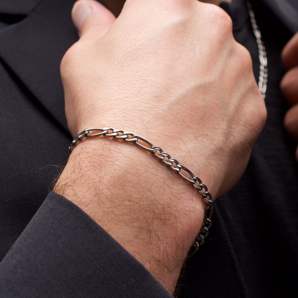 INOX Titanium 4.7MM Figaro Link 6.5" Bracelet