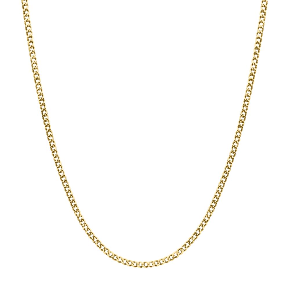 INOX 3.5mm 18Kt Gold IP Titanium Flat Curb Chain Necklace