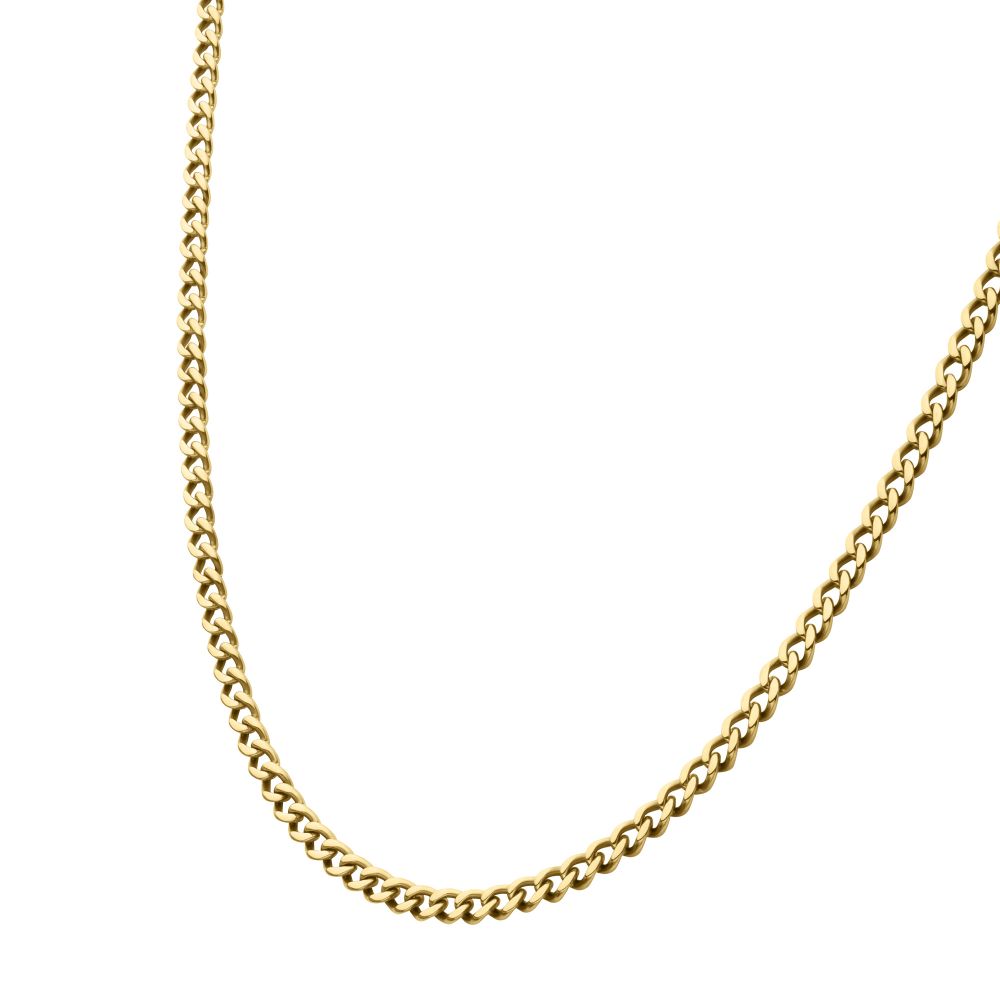 INOX 3.5mm 18Kt Gold IP Titanium Flat Curb Chain Necklace